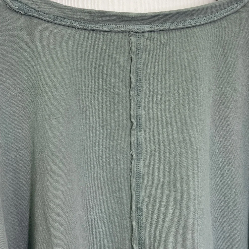 Free People - Scoop Neck Sage Green Lightweight Ruffle Short Sleeve Blouse Small